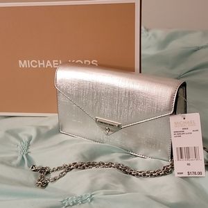 Michael Kors NWT silver clutch purse
